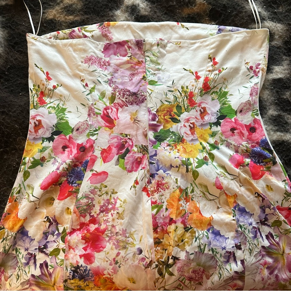 Zara Strapless Dress Floral size L Women - Picture 10 of 16